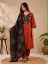 K 1187 by Naisha Dhabu Cotton Mirror Hand Work Kurti With Bottom Dupatta